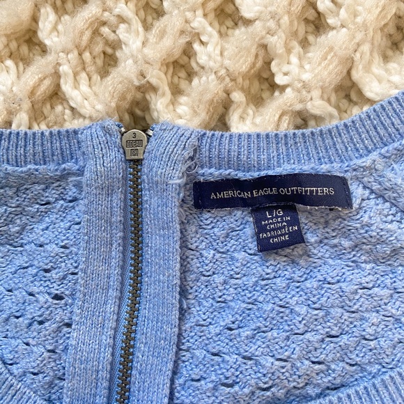 American Eagle Blue Scoop Neck Knit Sweater - Picture 5 of 5